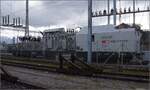 Fahrbares Unterwerk Xaa 80 85 94-03 104-5 CH-SBB zur Stromversorgung. St. Margrethen, Februar 2023. 