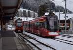 Tango ABe 8/12 4007 'Sntis' wartet noch auf seine Sonderfahrt, whrend man mit dem Walzer ABe 8/12 1001 'Silvesterchlaus' bereits nach Wasserauen tanzen kann.