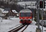 Ankunft der S25 mit BDeh 3/6 25 in Heiden. Februar 2023.