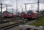 6-146-br-146-traxx-ac2/807389/heute-streiken-mal-nicht-fahrzeuge-weichen Heute streiken mal nicht Fahrzeuge, Weichen oder Signale, sondern die Mitarbeiter.

Die Abstellanlage des Bahnhof Konstanz in Kreuzlingen ist gut belegt. Von links 146 231 ohne einen streikenden Dosto-Steuerwagen, dafür mit 146 237(?) als Sandwich. 4010 005, dann verstecken sich drei Seehasen, 146 239 und 146 230 jeweils mit Schwarzwaldbahnzug. März 2023.