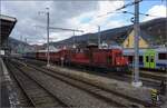 Einparken der historischen Wagen in Balsthal mit Bm 6/6 18505.