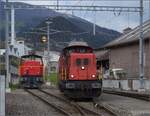 Einparken der historischen Wagen in Balsthal mit Bm 6/6 18505.