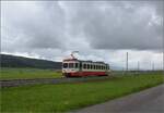 BDe 4/4 8 der  Neuenburger Bergbahn  berholt in Petit Martel.