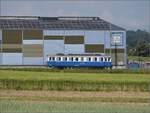 Das Blaue Bähnli BDe 4/4 38 fernab der Heimat beim Bahnhof Lohn-Lüterkofen. Juni 2023.