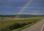 Der Regenbogen im Sundgau bewegte sich exakt auf der gleichen Route. Wollschwiller, Mai 2024.