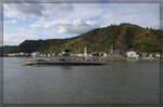 Die Pirouette der Loreley IV vor dem Anlegen in St. Goar spart eine ganze Menge Diesel. Juli 2024.