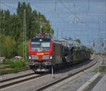 Der Dual Vectron 3193 906 von Stern und Hafferl ist ein echter �sterreicher geworden, wie man an der Nummer sehen kann. In Schifferstadt muss er auf seine Weiterfahrt warten. September 2026.