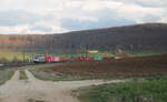 187 512 mit einem Containerzug bei Wettelsheim in Richtung Ansbach.23.03.24