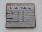 (221'959) - Fahrplan der DVZO-Dampfbahn am 18. Oktober 2020 im Bahnhof Bretswil